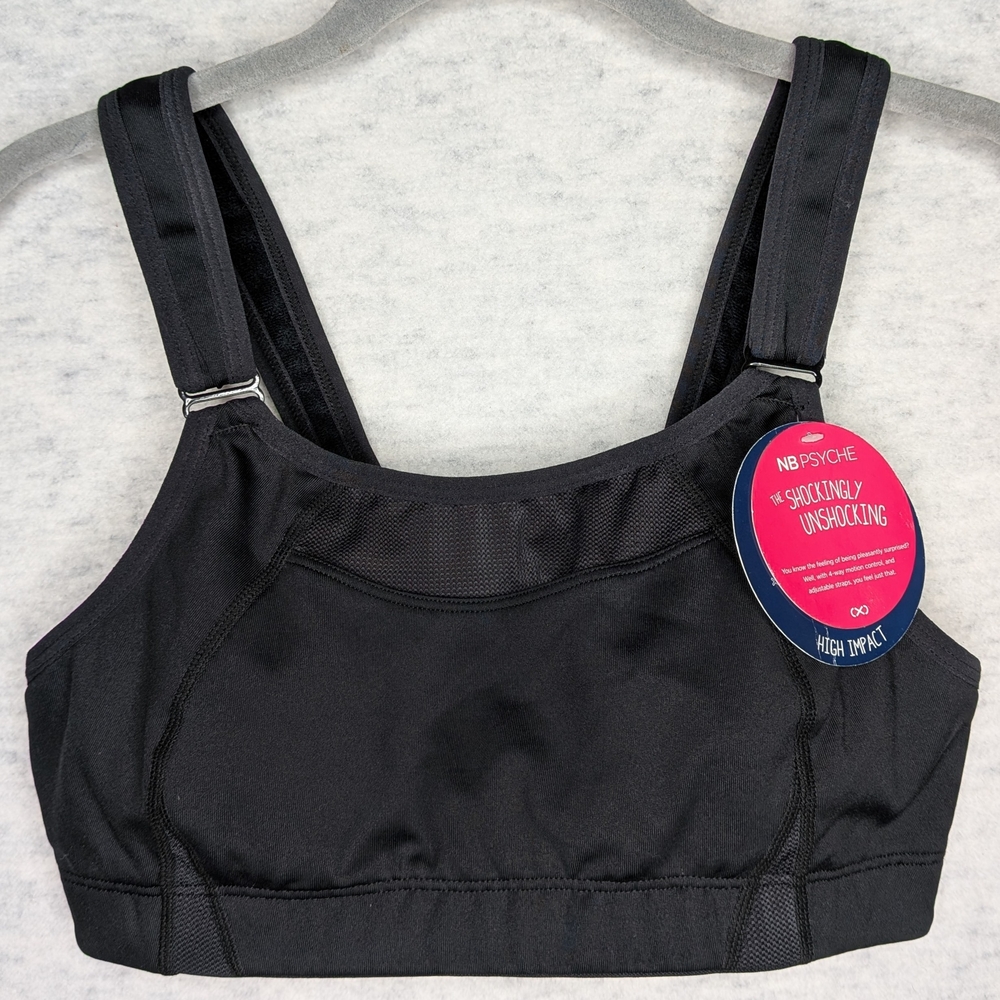 New Balance 4 Way Motion Control Black Sports Bra Sz 34C